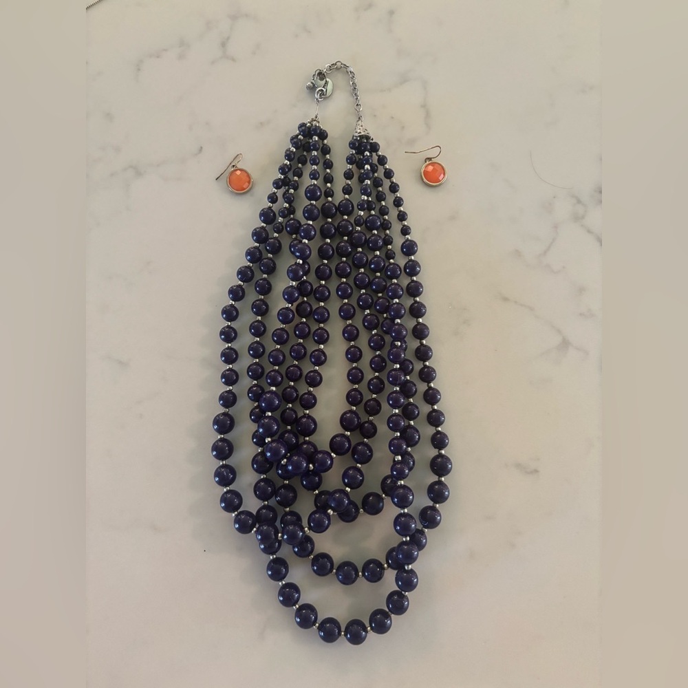 Bold Orange & Navy Statement Jewelry Set | Game Day Ready